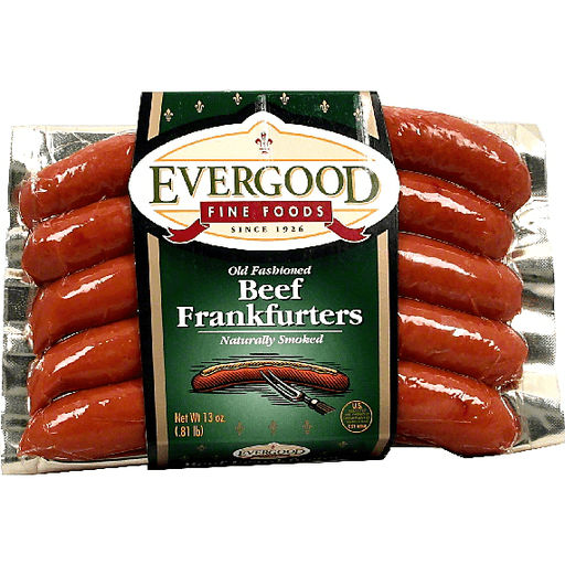 EverGood Frankfurters, Beef, Old Fashioned, Naturally Smoked