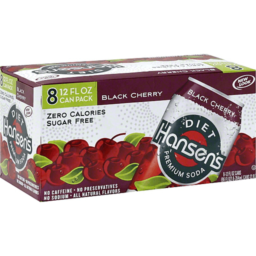 Hansens Soda, Premium, Black Cherry, Diet