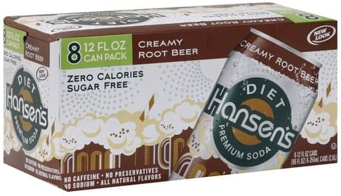 Hansen's Soda, Premium, Creamy Root Beer, Diet