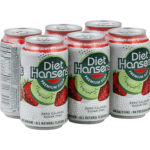 Hansen's Natural Cane Diet Kiwi Strawberry Soda 6-12 Fl. Oz. Cans