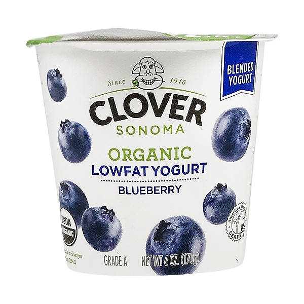 Clover Sonoma Organic Farms Organic, Lowfat, Blueberry Yogurt - 6 Oz