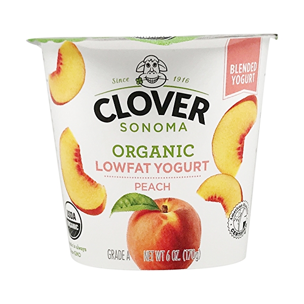 Clover Organic Farms Lowfat, Peach Yogurt - 6 Oz