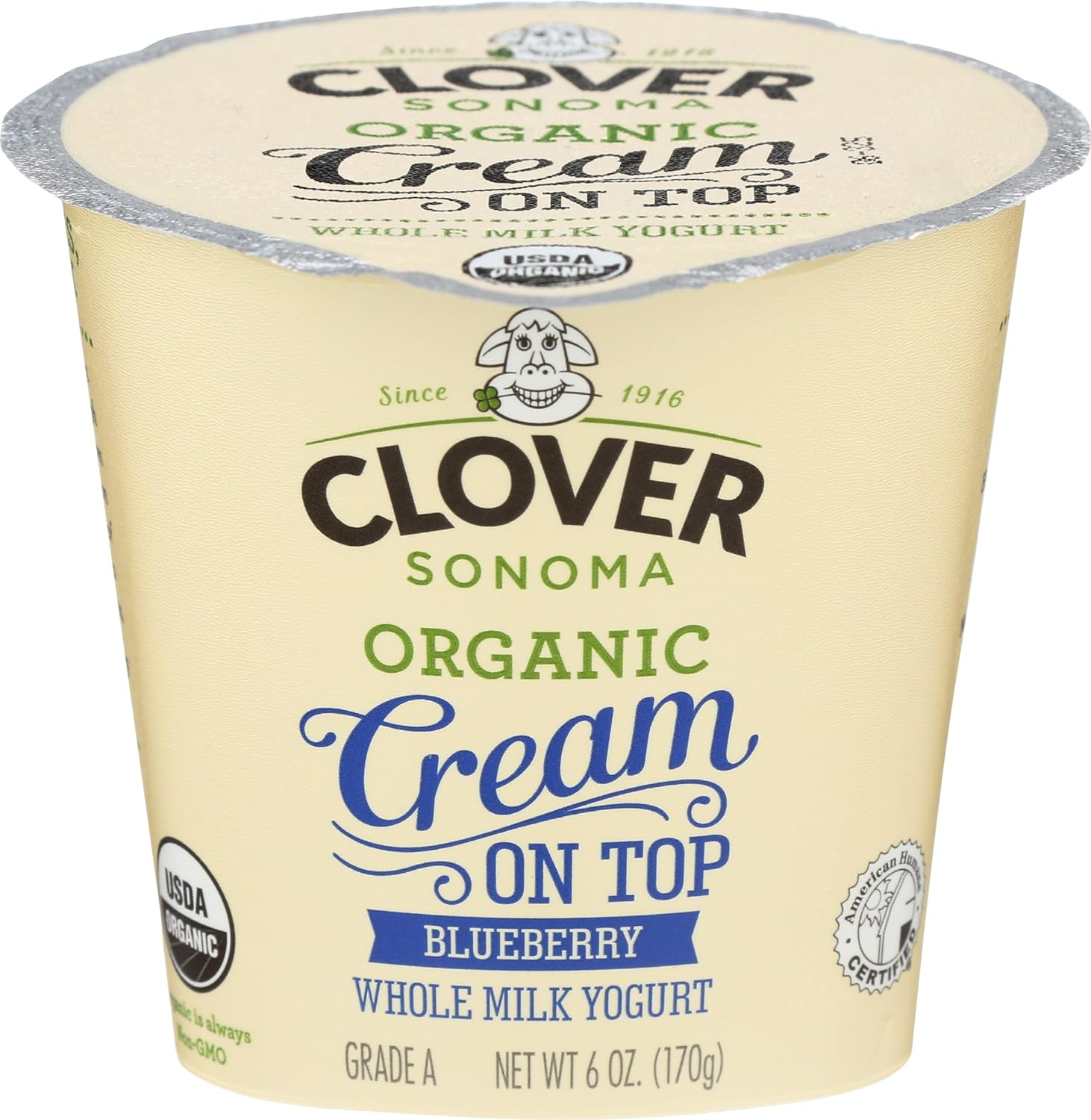 Clover Sonoma Organic Cream On Top Blueberry Yogurt, 6 Oz