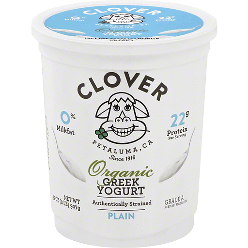 Clover Yogurt, Greek, Nonfat, Organic, Plain