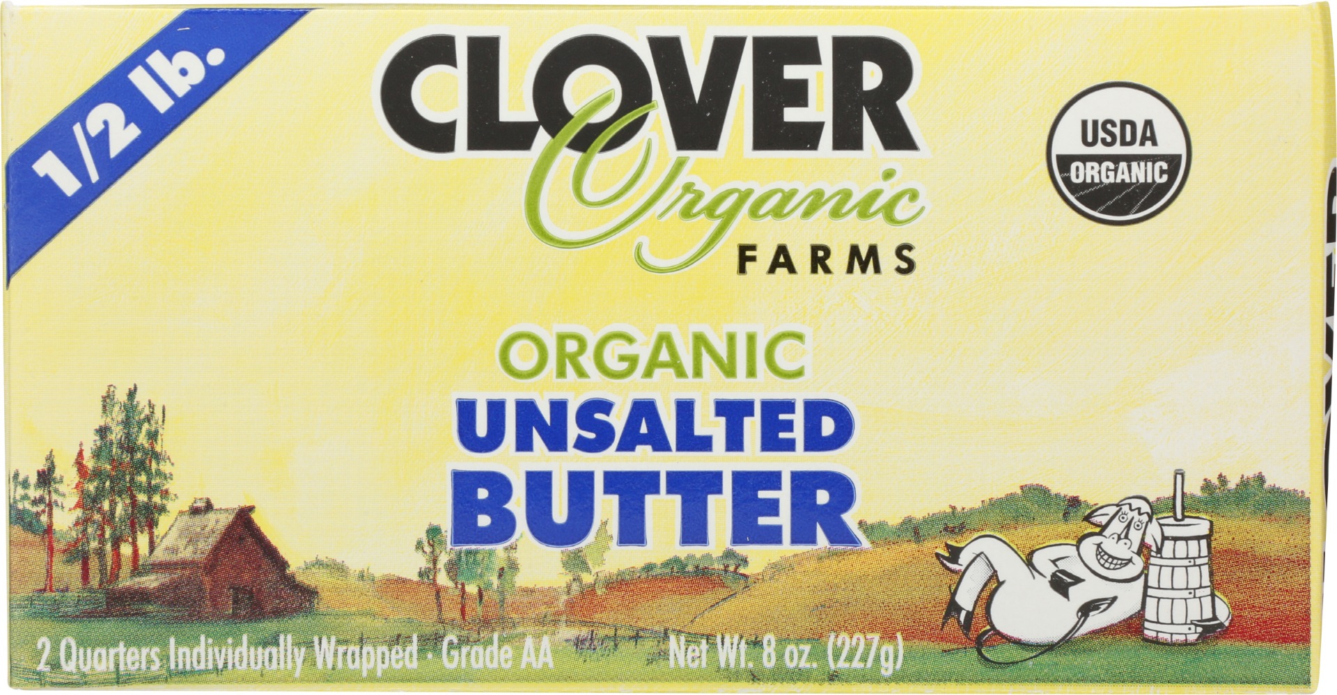 Clover Sonoma Organic Unsalted Butter, 0.5 Lb