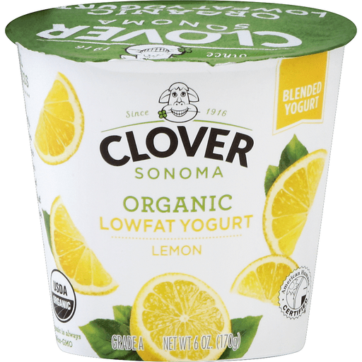 Clover SONOMA: Yogurt Lemon Low Fat Organic, 6 Oz