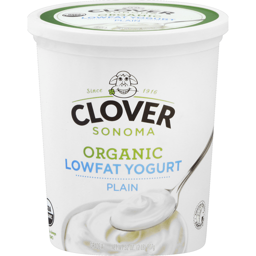 Clover Yogurt Plain Low Fat Organic, 32 Oz