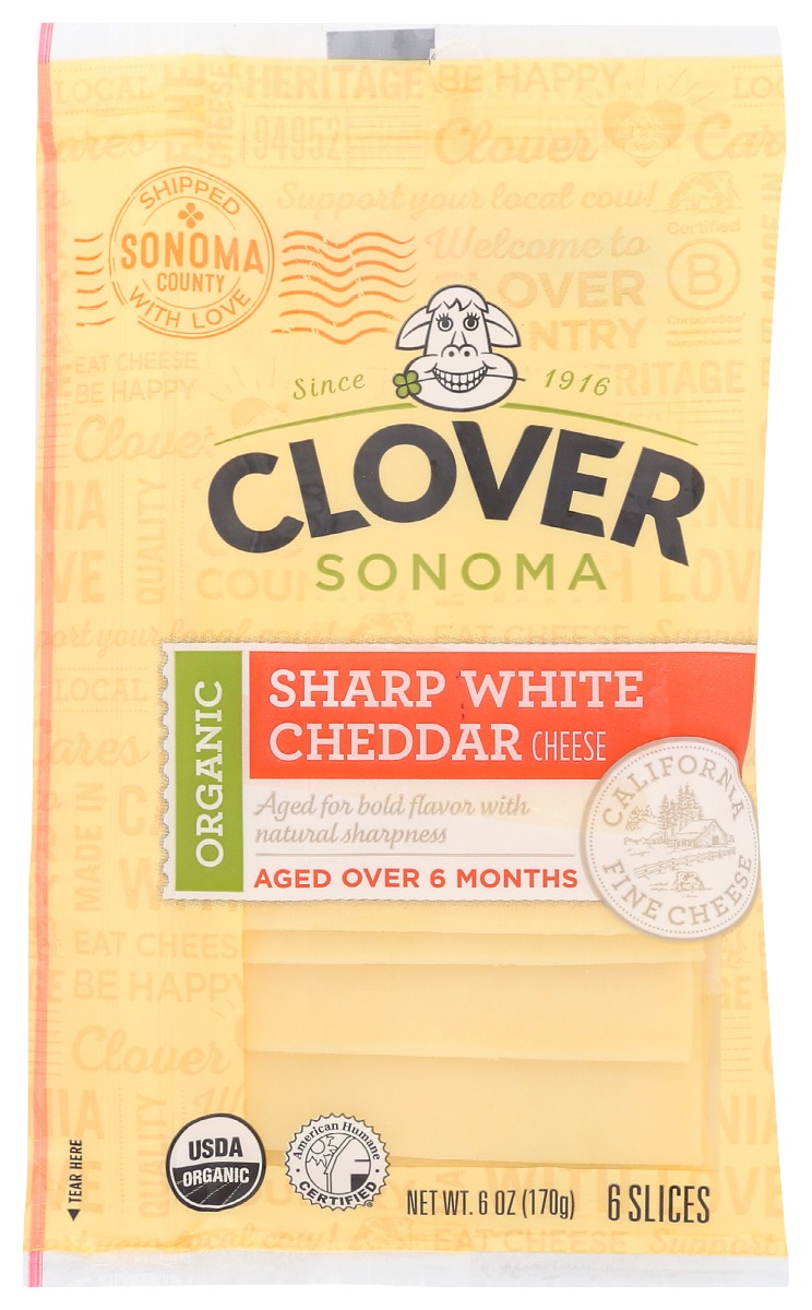 Clover Sonoma Organic Sharp White Cheddar Slice, 6 Oz