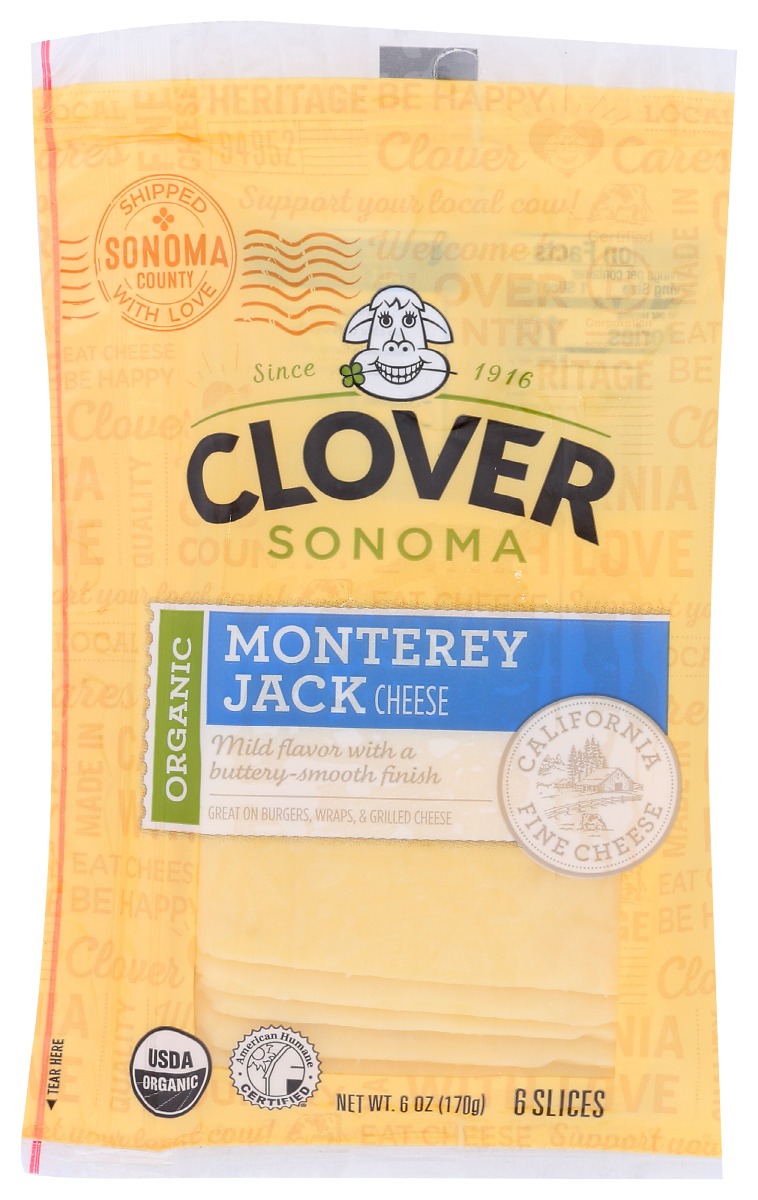 Clover Sonoma Monterey Jack Cheese Slice, 6 Oz