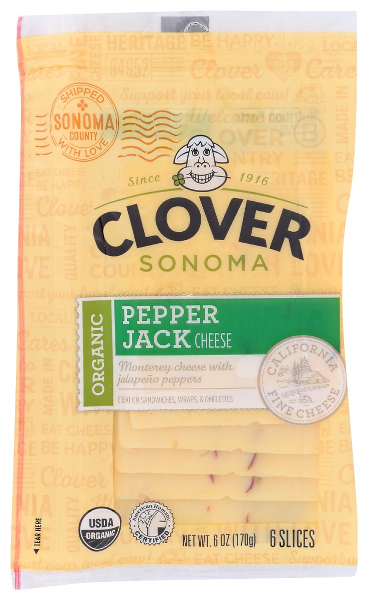Clover Sonoma Pepper Jack Cheese Slice, 6 Oz