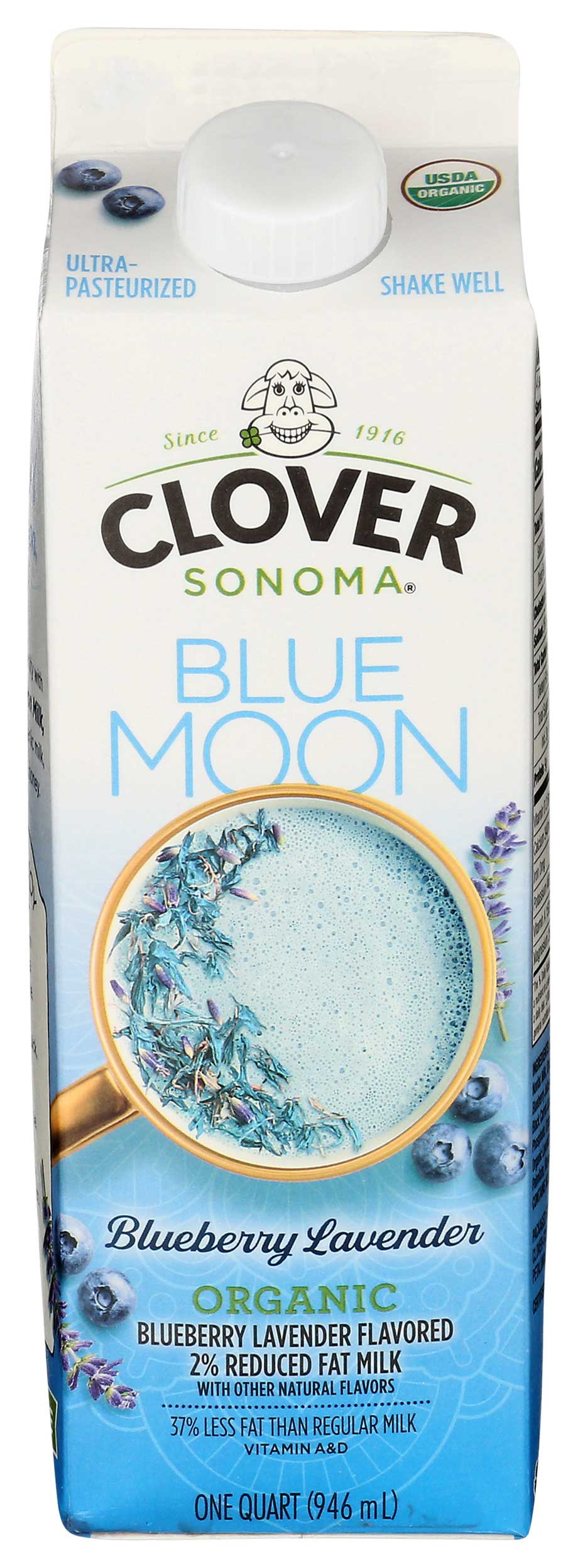 Clover Sonoma Blue Moon Organic Blueberry Lavender 2% Milk - 1qt