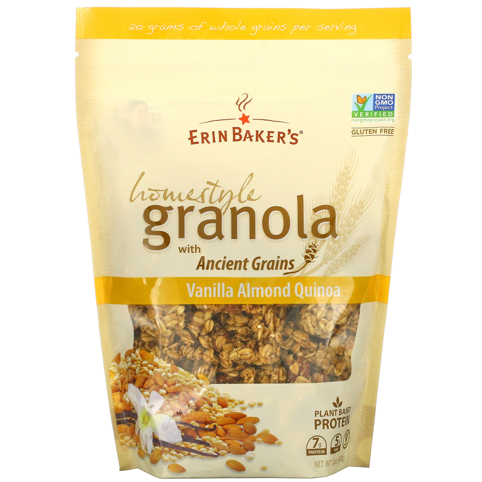 Erin Baker's Granola, Homestyle, With Ancient Grains, Vanilla Almond Quinoa
