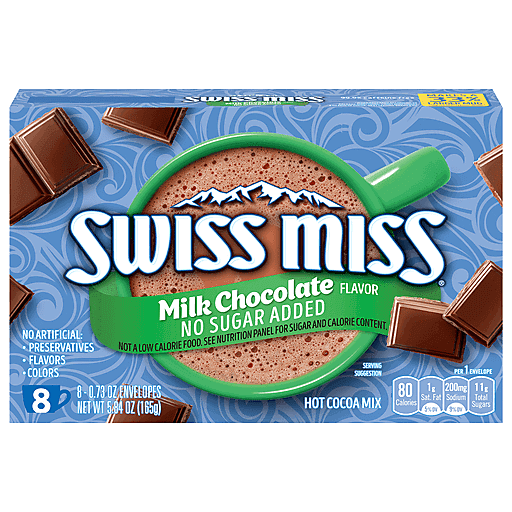 Swiss Miss Hot Cocoa Mix, No Sugar Added, Milk Chocolate Flavor
