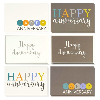 Juvale 36 Pack Happy Anniversary Cards With Envelopes, Bulk Box Set For Business, Work, Employee Anniversaries, 4x6, Blank Inside