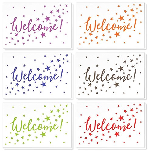 Best Paper Greetings 36 Pack Bulk Welcome Cards With Envelopes For Guests, Employees, Business, Star Pattern Design, Blank Interior, 4x6 In