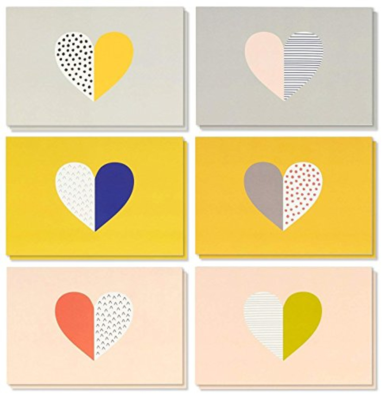 All Occasion Greeting Cards Box Set - 36-Pack Greeting Cards, 6 Heart Pattern Designs, Envelopes Included, 4 X 6 Inches