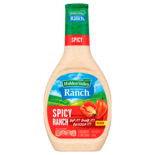Hidden Valley Condiment & Dressing, Spicy Ranch, Medium 16 Fl Oz