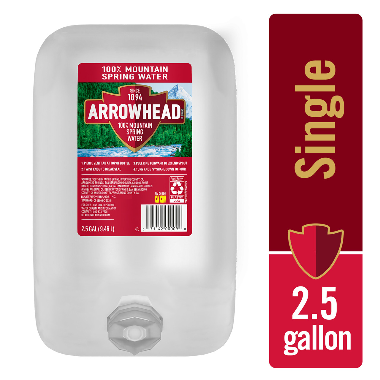 Arrowhead 100% Mountain Spring Water - 2.5 Ga