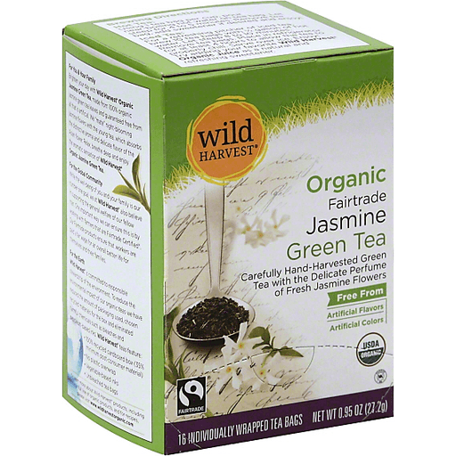 Wild Harvest Green Tea, Organic Fairtrade, Jasmine, Individually Wrapped Tea Bags