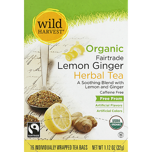 Wild Harvest Organic Fairtrade Lemon Ginger Herbal Tea