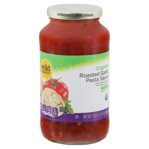 Wild Harvest Pasta Sauce, Organic, Roasted Garlic 24 Oz