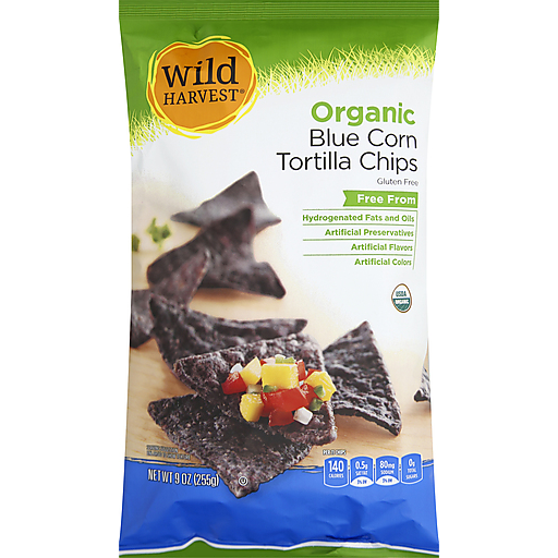 Wild Harvest Tortilla Chips, Organic, Blue Corn