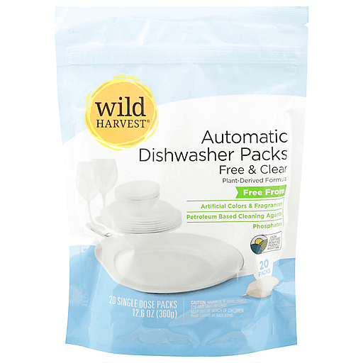 Wild Harvest Automatic Dishwasher Packs, Free & Clear, 20 Packs