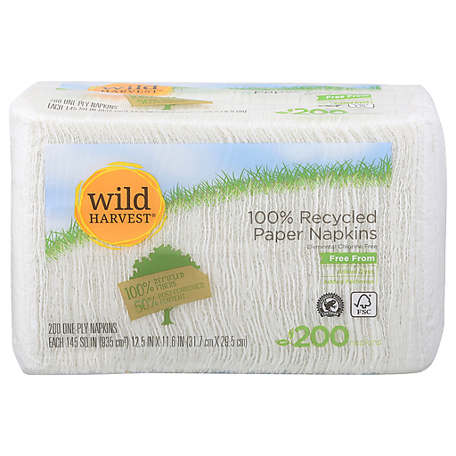Wild Harvest 100% Recycled One-Ply Paper Napkins