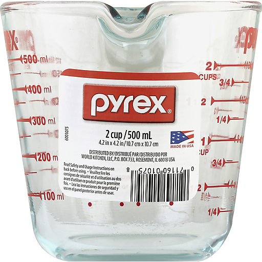 Pyrex 2 Cups Glass Clear Measuring Cup