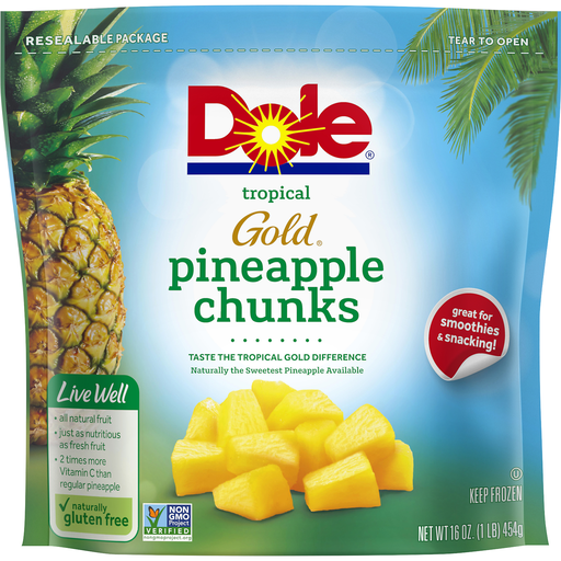 Dole Frozen TROPICAL GOLD Pineapple, 16 Ounce Bag