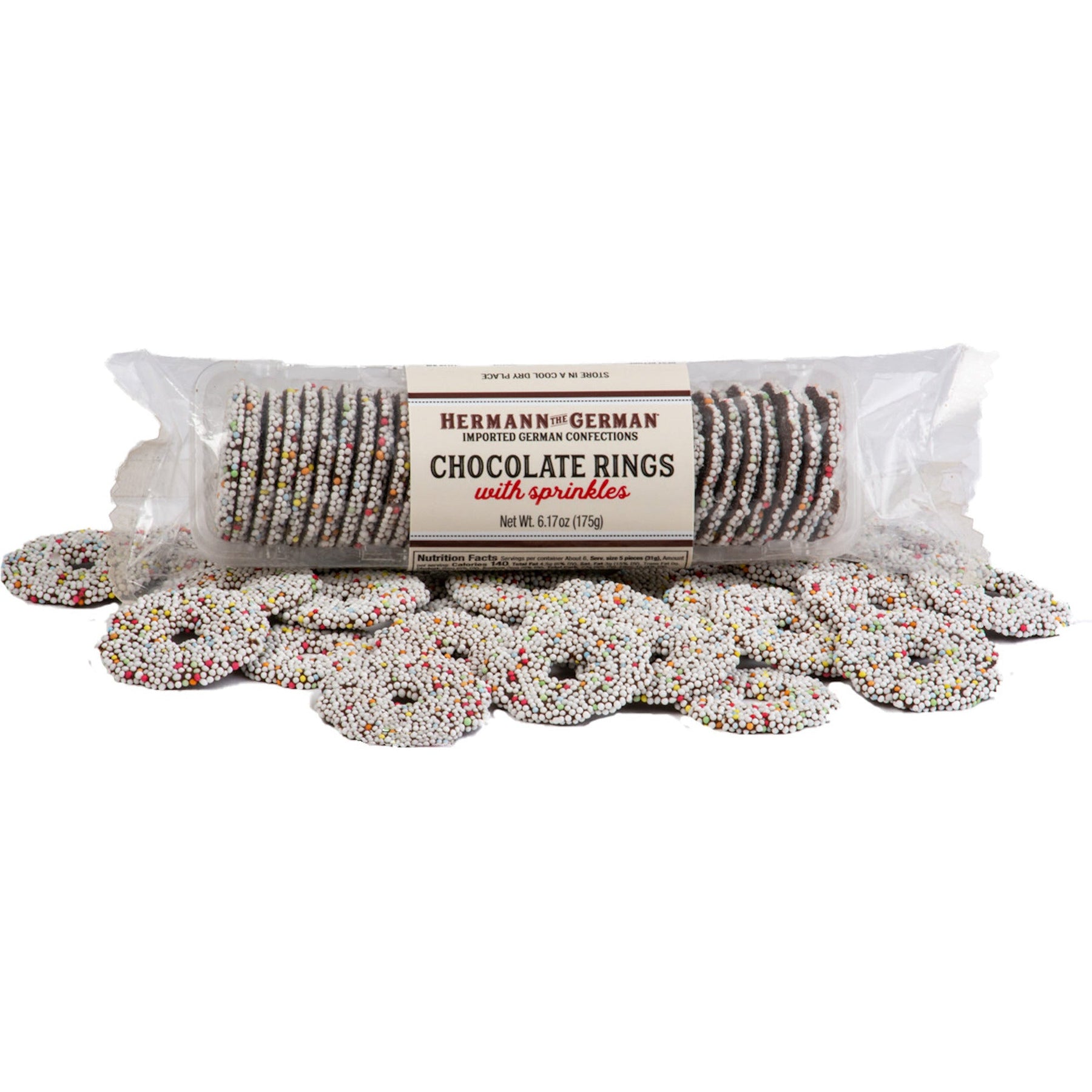 Hermann the German Chocolate Rings With Sprinkles