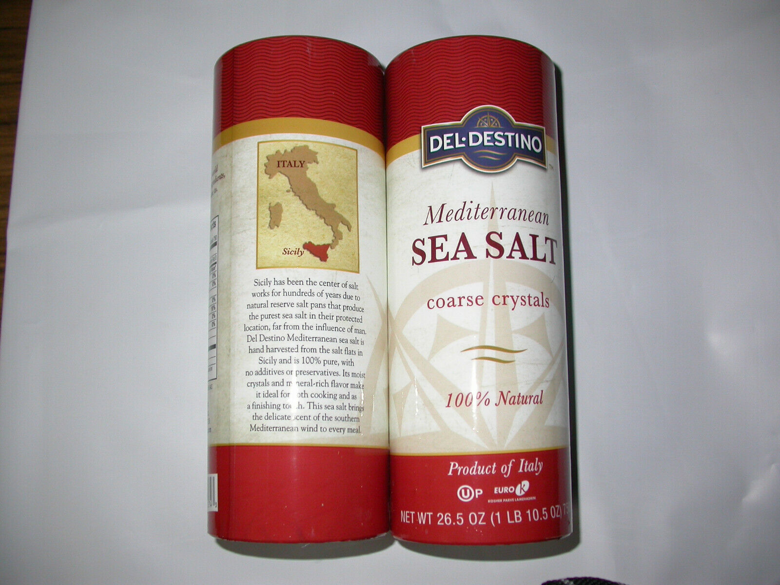 2 Pack Mediterranean Sea Salt Coarse Crystals Product Of Italy 26.5 Oz