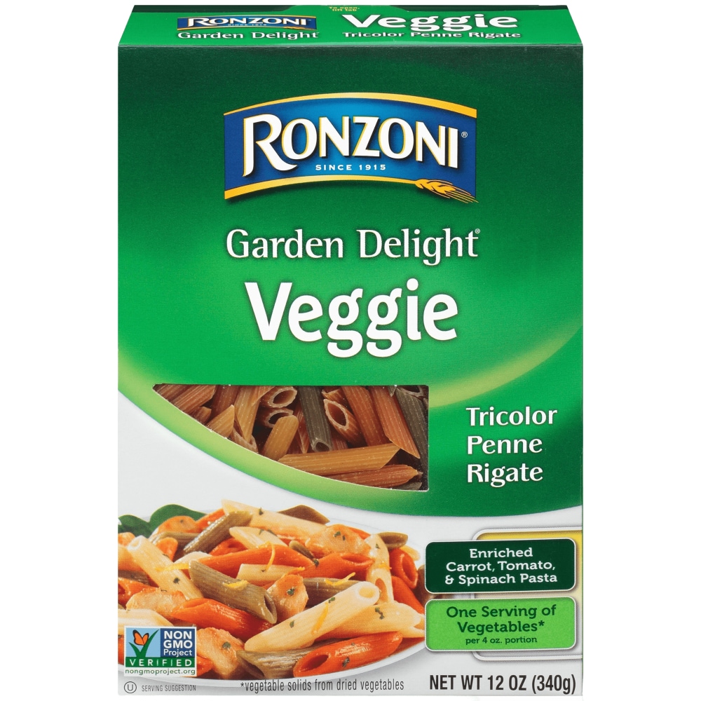 Ronzoni Garden Delight Veggie Tricolor Penne Rigate Pasta, 12 Oz