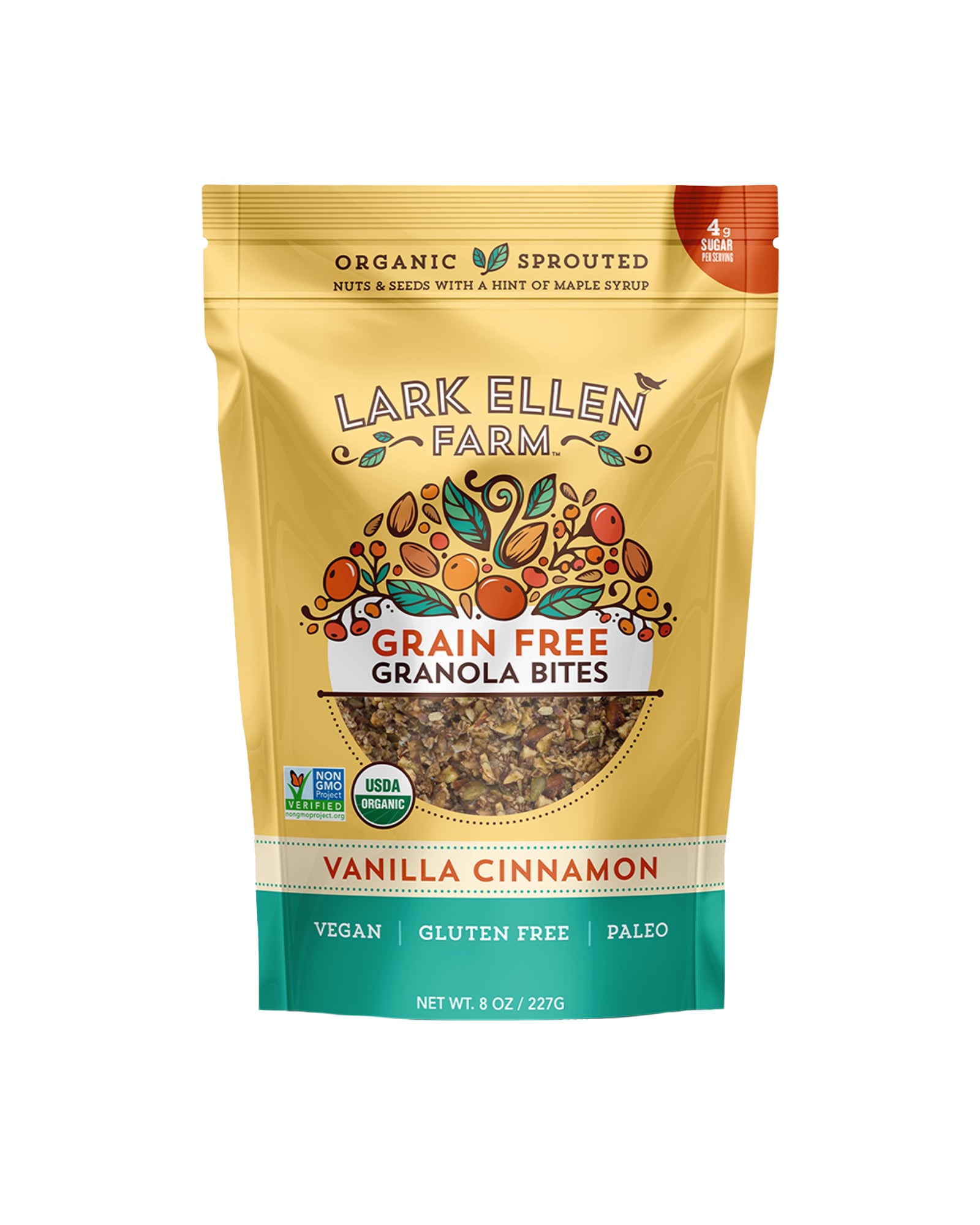 Lark Ellen Farm Organic Granola Bites Grain Free Vanilla Cinnamon, 8 Oz