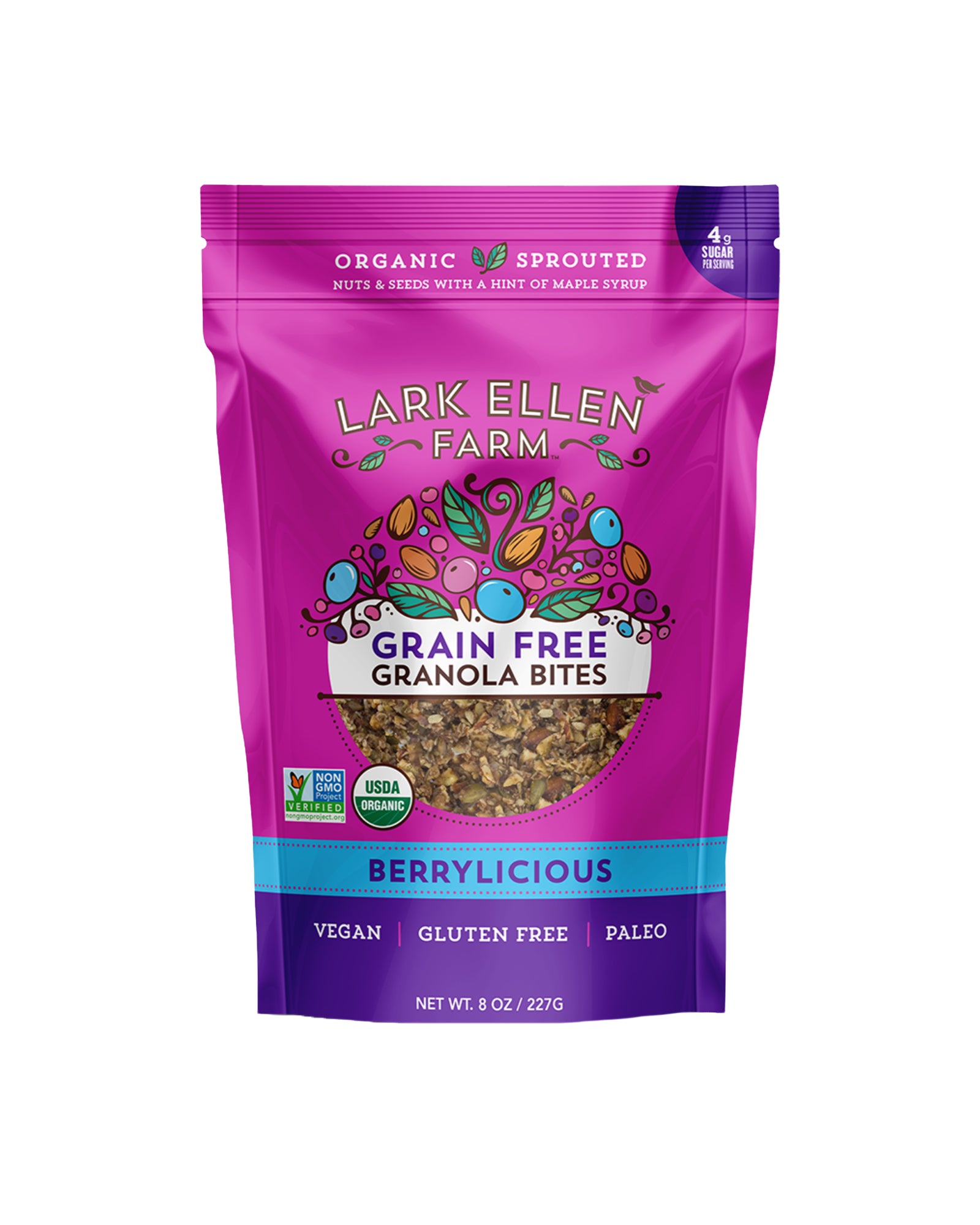 Lark Ellen Farm Organic Granola Bites Grain Free Berrylicious, 8 Oz