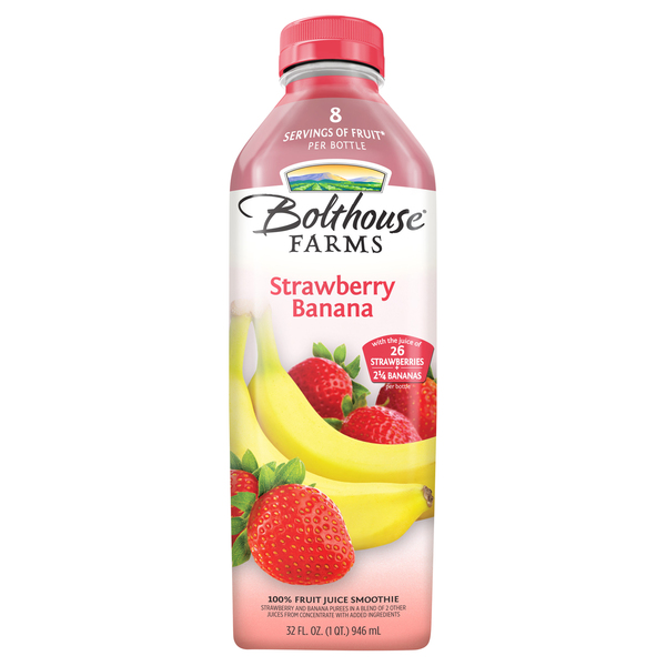 Bolthouse Farms 100% Fruit Juice Smoothie, Strawberry Banana 32 Fl Oz
