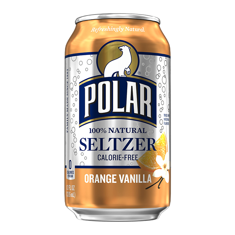 Polar Beverages Seltzer Water Orange Vanilla, 12 Fl Oz Cans, 8pk