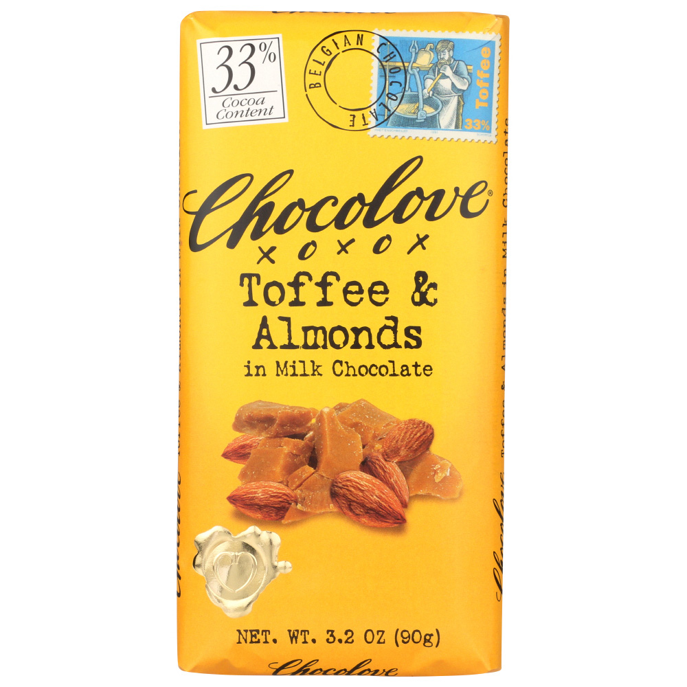 Chocolove Toffee & Almonds In Milk Chocolate Bar