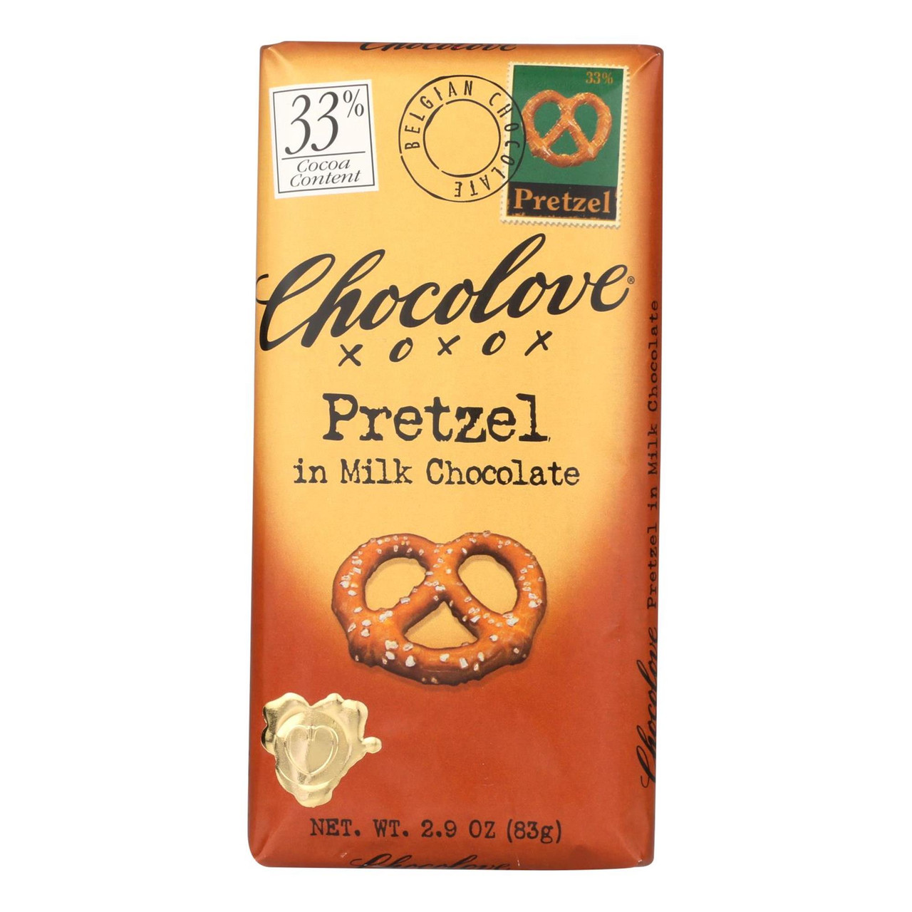 Chocolove Pretzel In Milk Chocolate Bar 33% Cocoa 83g