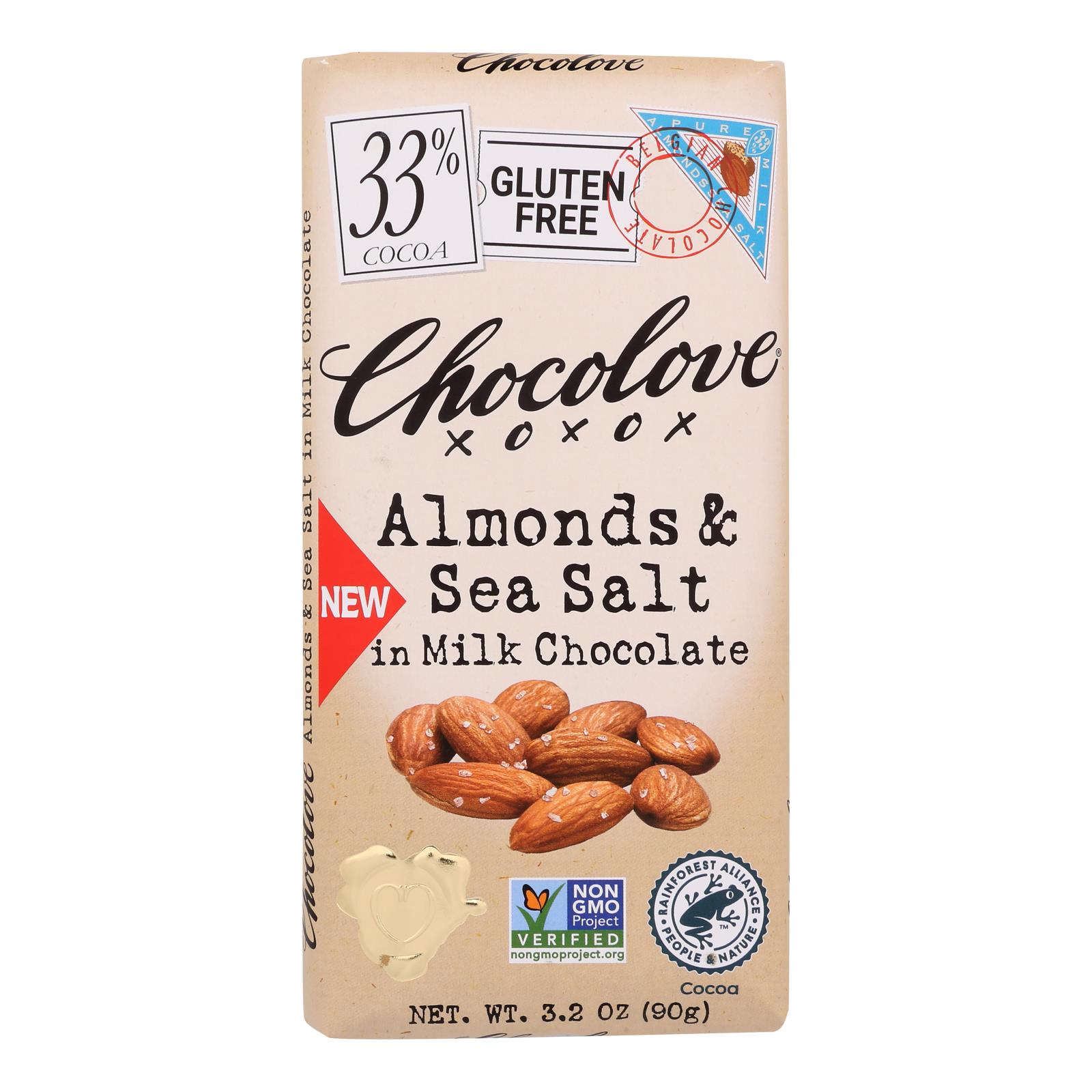 Chocolove 33% Cocoa Almonds And Sea Salt In Milk Chocolate Bar