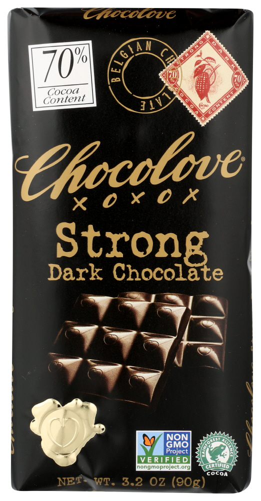 Chocolove Strong Dark Chocolate Bar 70% Cocoa 90g
