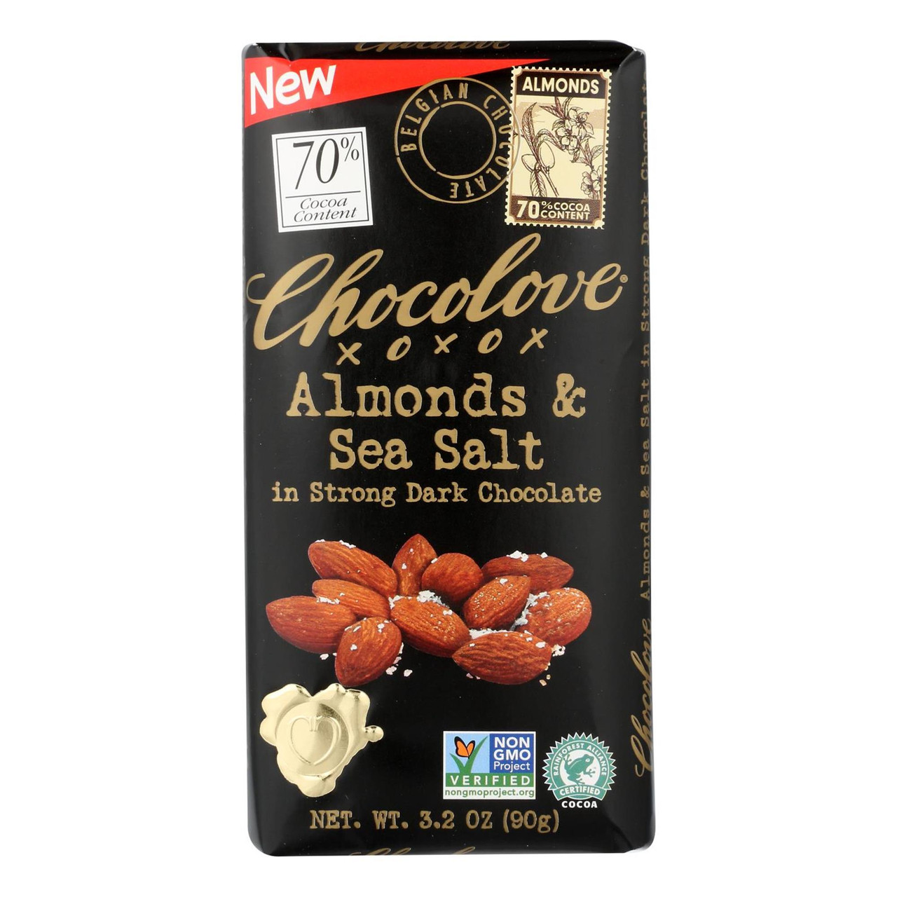 Chocolove Almonds & Sea Salt In Strong Dark Chocolate Bar