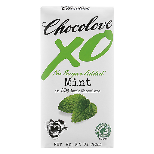 Chocolove Xo No Sugar Added Mint 60% Dark Chocolate 3.2 Oz
