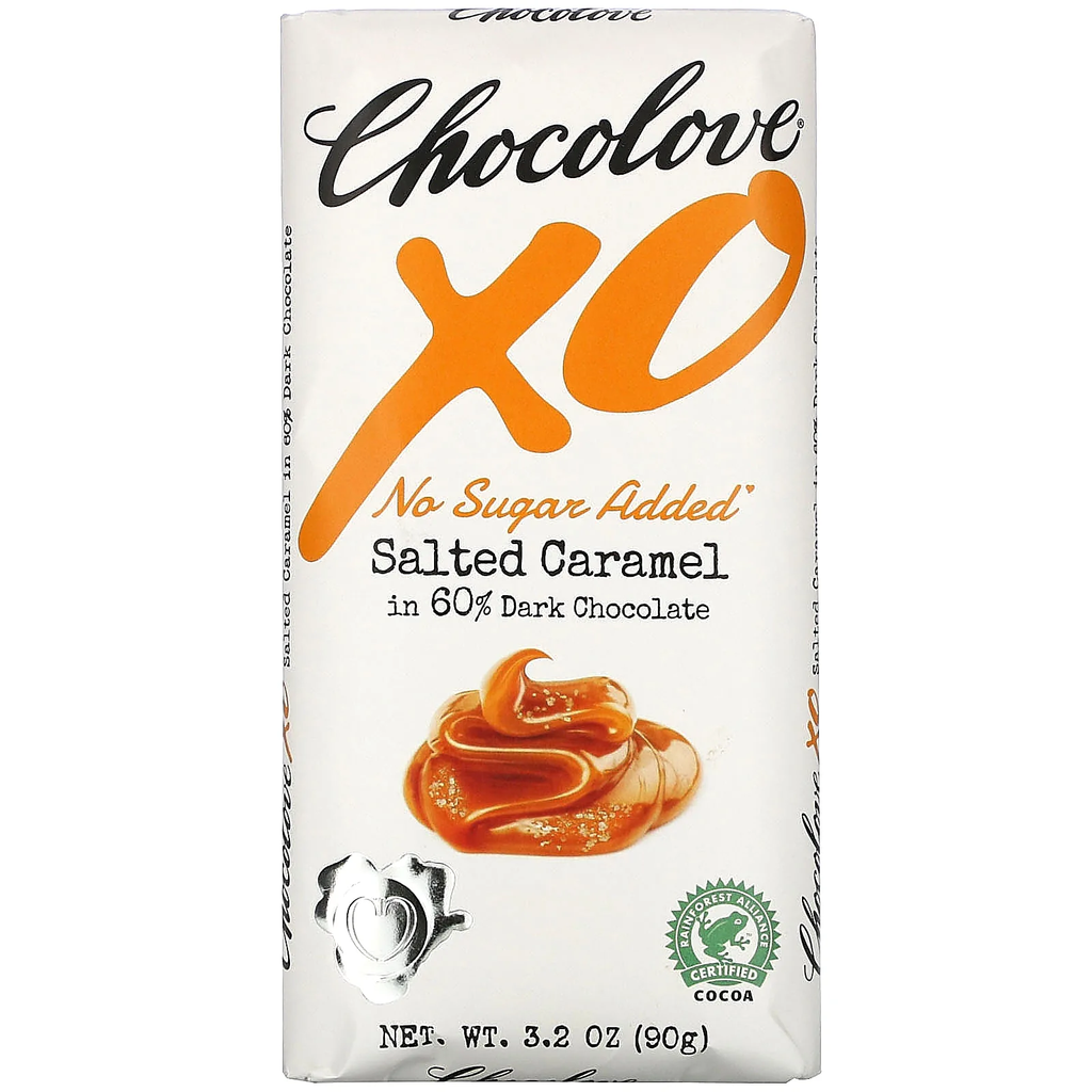 Chocolove XO No Sugar Added 60% Salted Caramel Dark Chocolate 3.2 Oz
