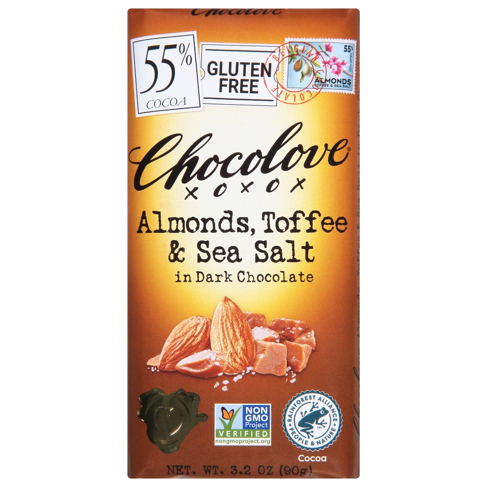 Chocolove Almonds Toffee & Sea Salt In Dark Chocolate Bar