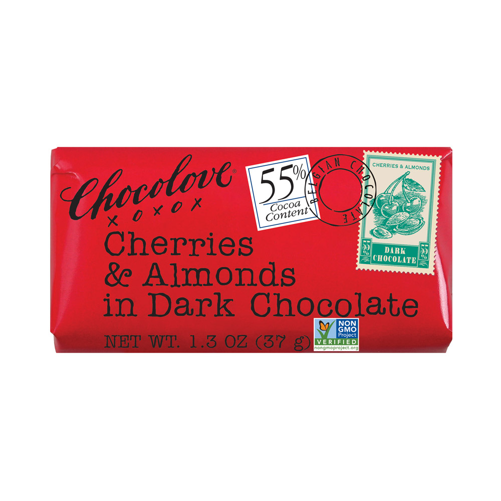 Chocolove Mini Bars-Cherries & Almonds In Dark Chocolate