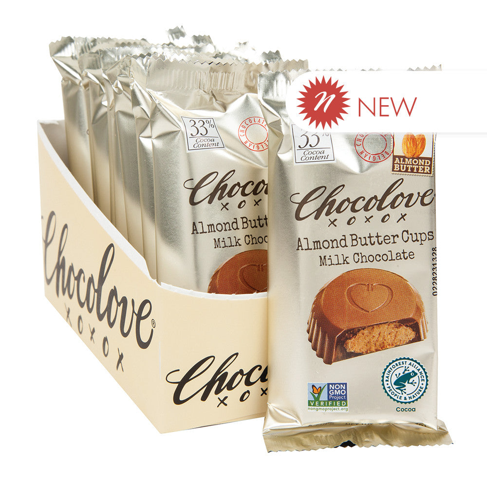 Chocolove Milk Chocolate, Almond Butter Cups, 33% Cocoa