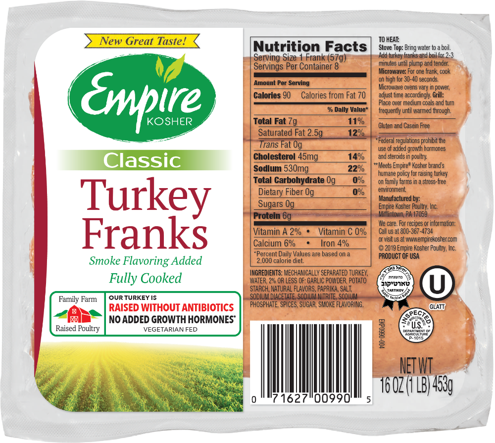 Empire Kosher Turkey Franks, Classic