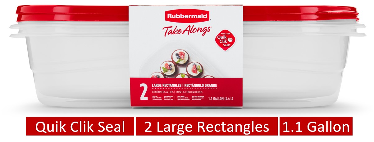 Rubbermaid Containers & Lids, Large Rectangles, 1.1 Gallon