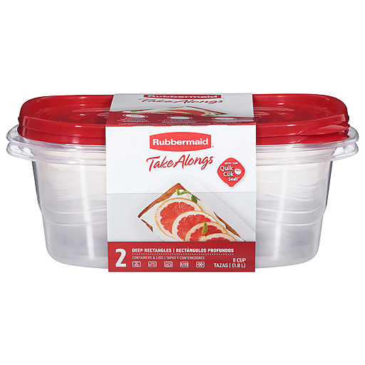 Rubbermaid Take Alongs Containers + Lids, Deep Rectangles, 8 Cups
